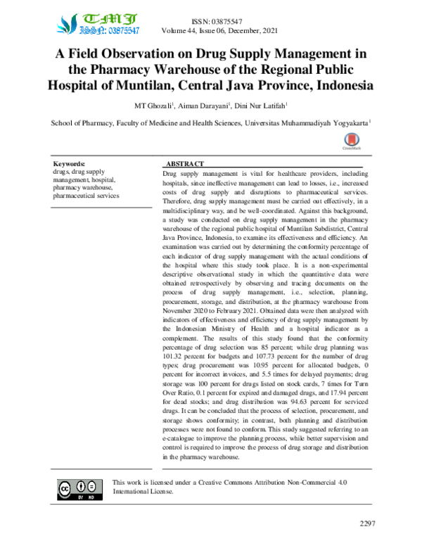 (PDF) A Field Observation on Drug Supply Management in the Pharmacy ...