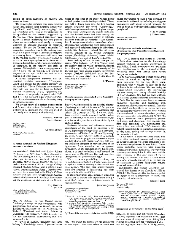 (PDF) Falciparum malaria resistant to chloroquine and Fansidar ...