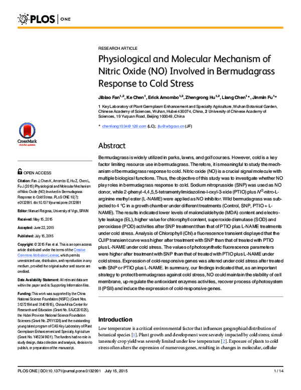 (PDF) Physiological and molecular mechanism of nitrate uptake and ...