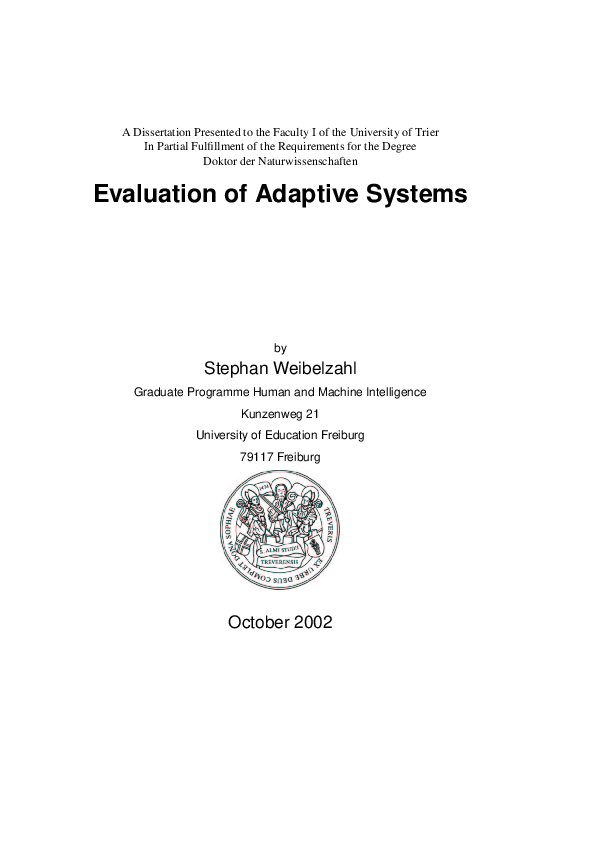 (PDF) Evaluation of Adaptive Systems