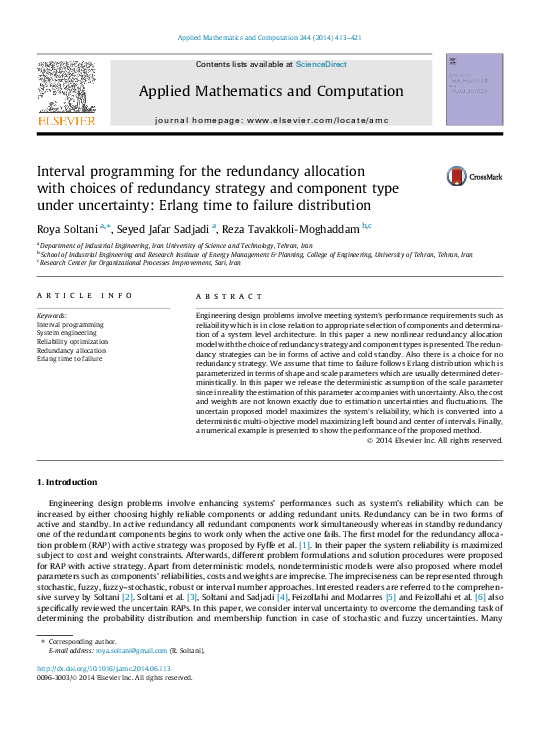 (PDF) Interval programming for the redundancy allocation with choices ...
