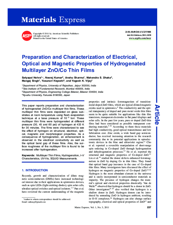 (PDF) Preparation and characterization of electrically semi-conductive ...