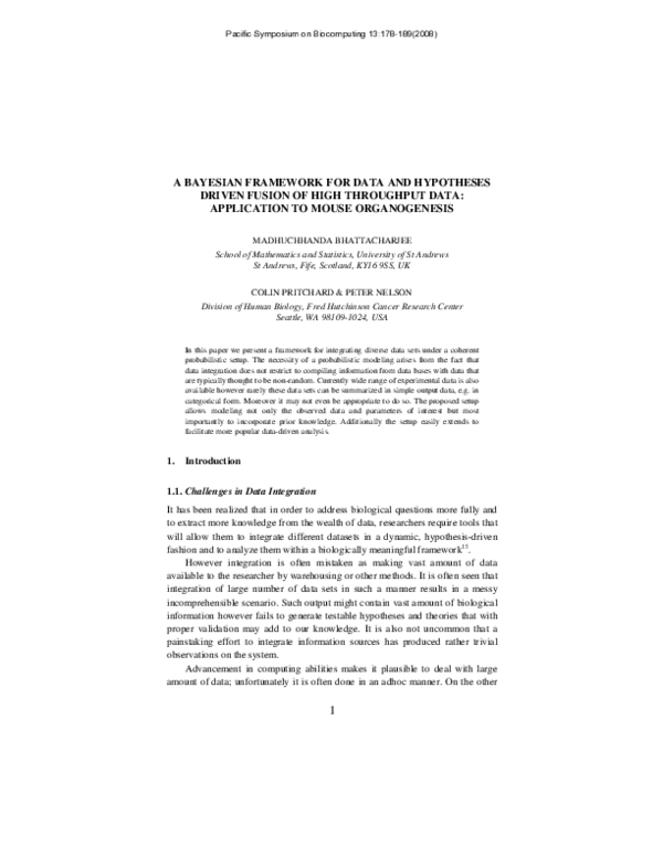 (PDF) A Bayesian Framework for Data and Hypotheses Driven Fusion of ...