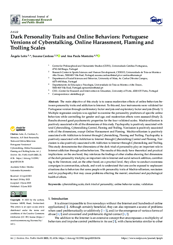 (PDF) Dark Personality Traits and Online Behaviors: Portuguese Versions ...
