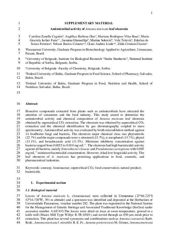 (PDF) Antimicrobial activity of Annona muricata leaf oleoresin