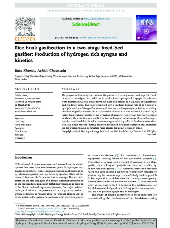 (PDF) Rice husk gasification in a two-stage fixed-bed gasifier ...