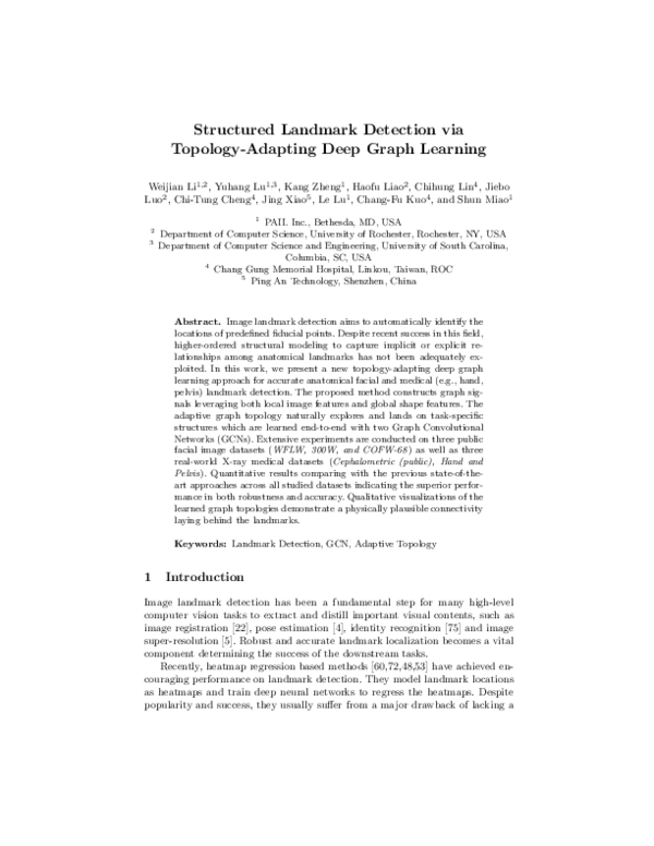 (PDF) Structured Landmark Detection via Topology-Adapting Deep Graph ...