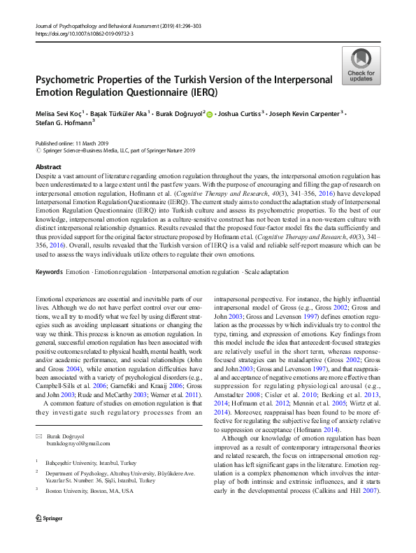 (PDF) Psychometric Properties of the Turkish Version of the ...