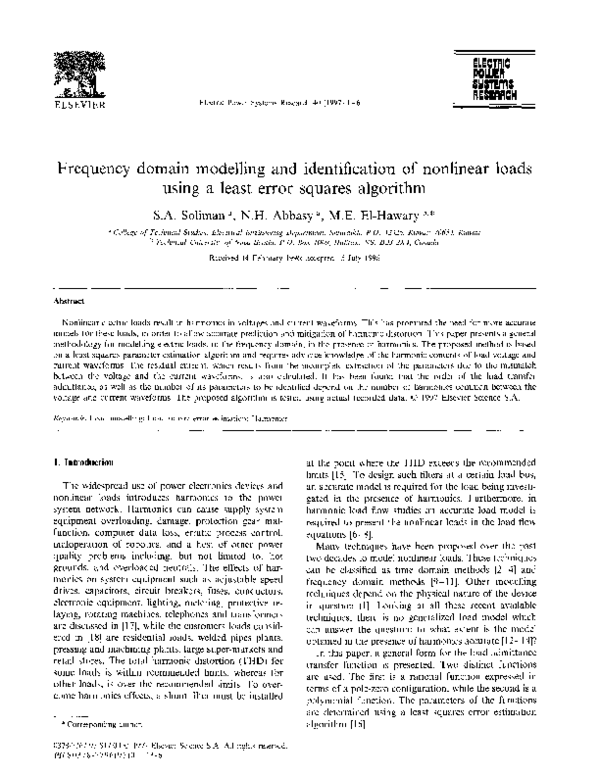 (PDF) Frequency domain modelling and identification of nonlinear loads ...