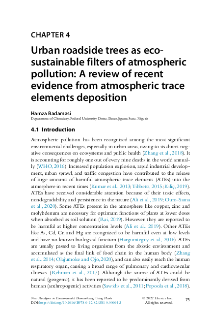 (PDF) Urban roadside trees as ecosustainable filters of atmospheric ...