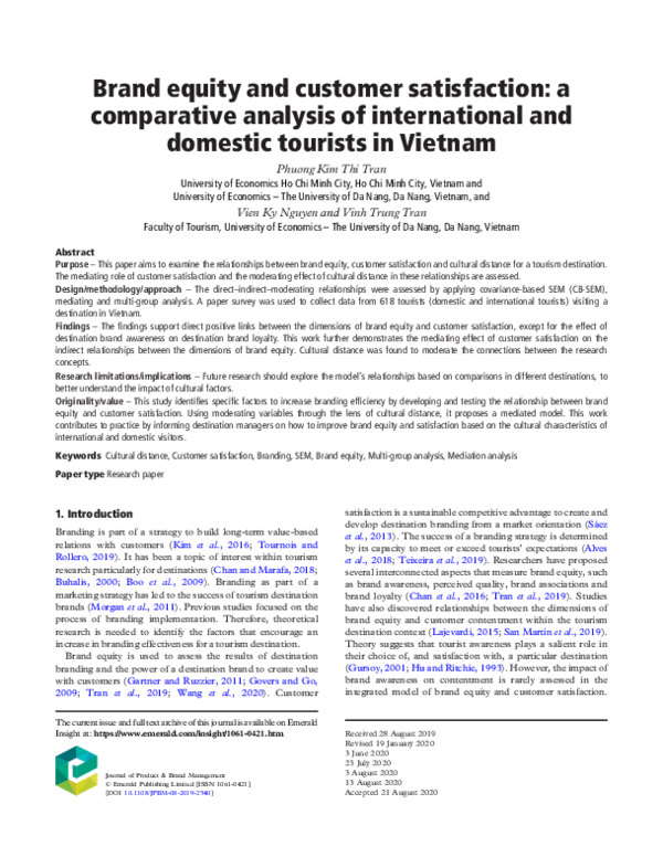 (PDF) Brand equity and customer satisfaction: a comparative analysis of ...