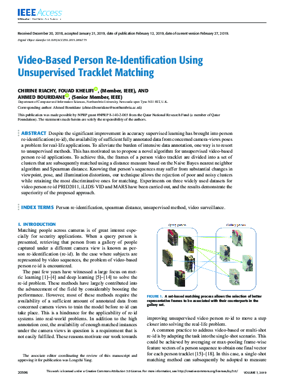 (PDF) Video-Based Person Re-Identification Using Unsupervised Tracklet ...
