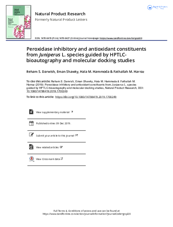 (PDF) Peroxidase inhibitory and antioxidant constituents fromJuniperusL ...