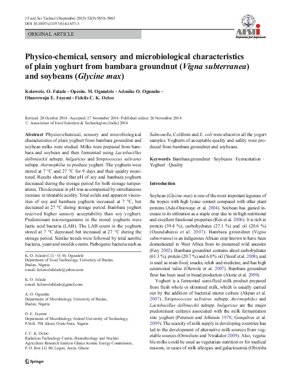(PDF) Physico-chemical, sensory and microbiological characteristics of ...