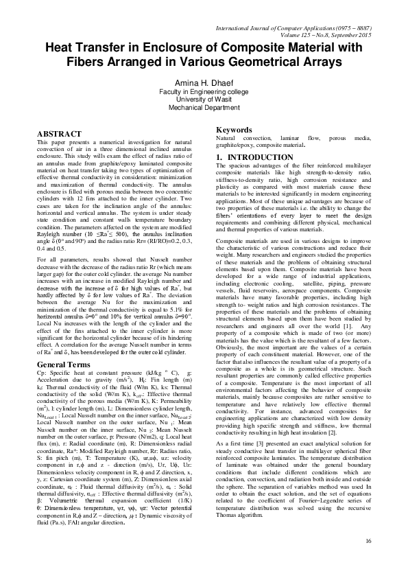 (PDF) Heat Transfer in Enclosure of Composite Material with Fibers ...