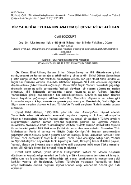 (PDF) Anatomy of the Anti-Jew: Cevat Rifat Atilhan