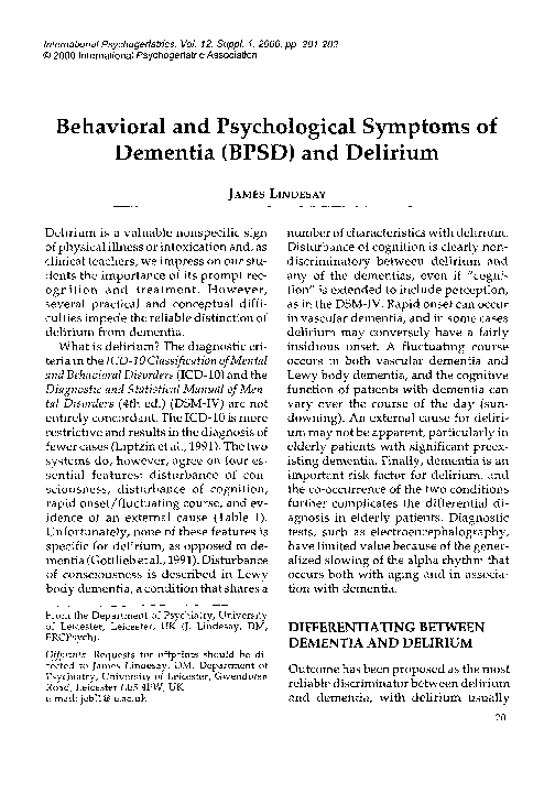 (PDF) Behavioral and Psychological Symptoms of Dementia and Vascular ...