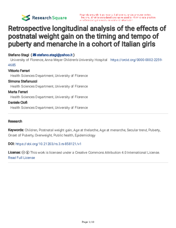 (PDF) Retrospective longitudinal analysis of the effects of postnatal ...