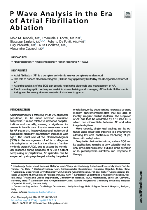 (PDF) P Wave Analysis in the Era of Atrial Fibrillation Ablation