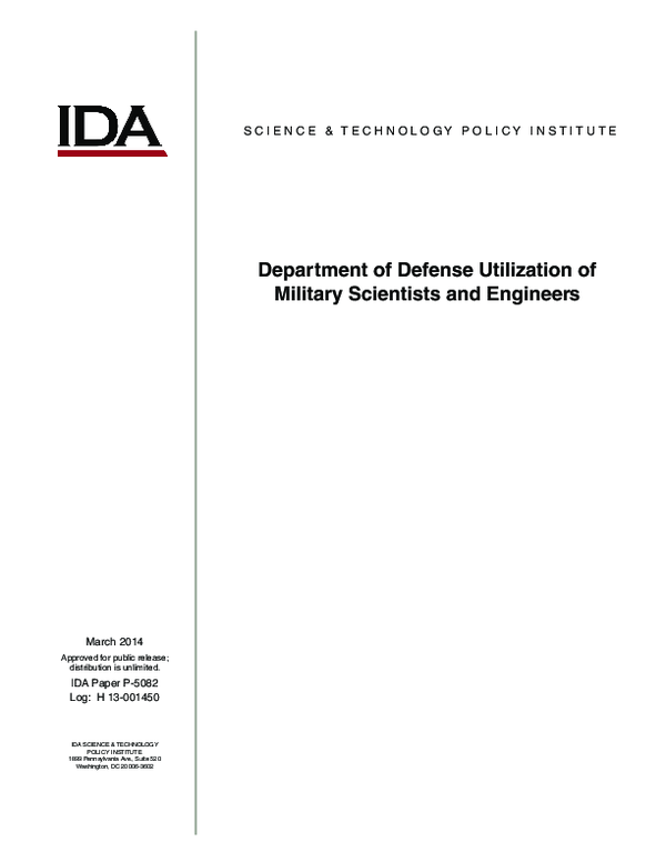 (PDF) Department of Defense Utilization of Military Scientists and ...