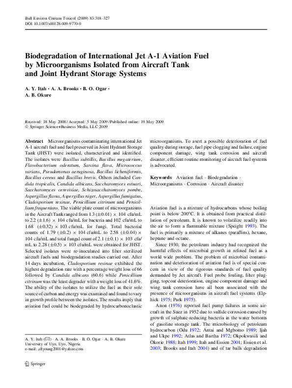 (PDF) Biodegradation of International Jet A-1 Aviation Fuel by ...