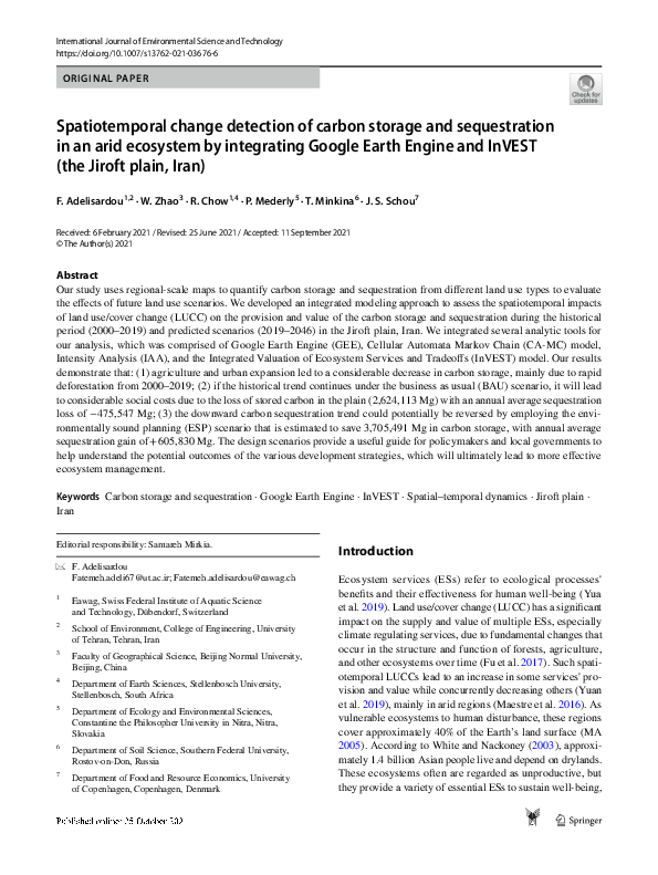 (PDF) Spatiotemporal change detection of carbon storage and ...