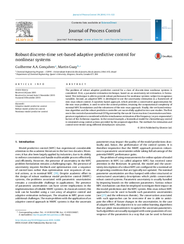 (PDF) Robust discrete-time set-based adaptive predictive control for ...
