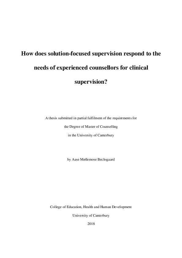 (PDF) How does solution-focused supervision respond to the needs of ...