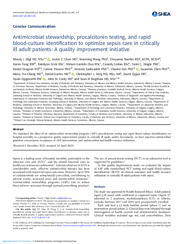(PDF) Antimicrobial stewardship, procalcitonin testing, and rapid blood ...