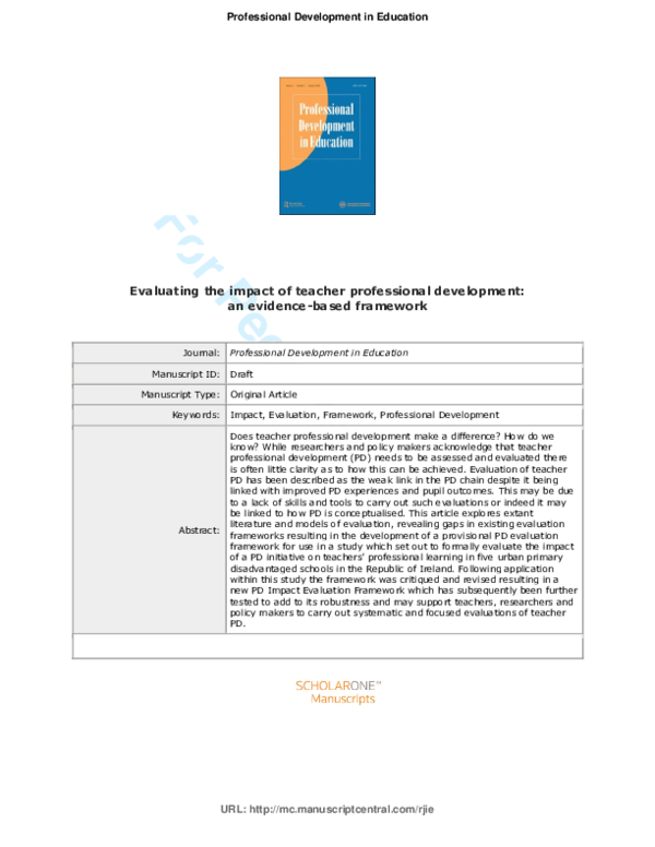 (PDF) Evaluating the impact of teacher professional development: an ...