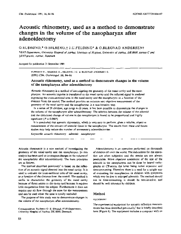 (PDF) Acoustic rhinometry, used as a method to demonstrate changes in ...
