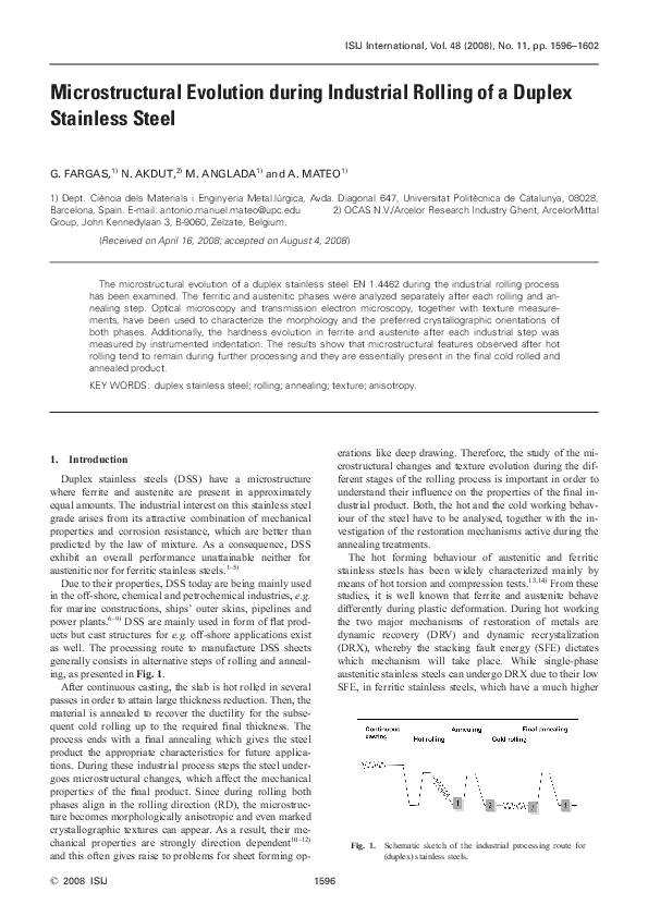 (PDF) Microstructural Evolution during Industrial Rolling of a Duplex ...