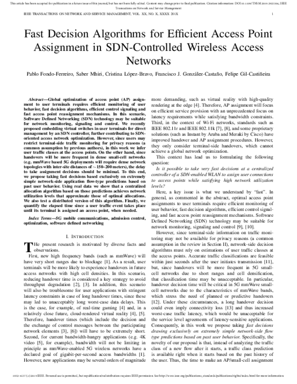 (PDF) Fast Decision Algorithms for Efficient Access Point Assignment in ...