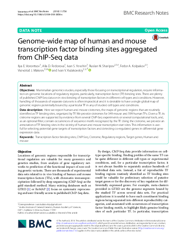 (PDF) Genome-wide map of human and mouse transcription factor binding ...