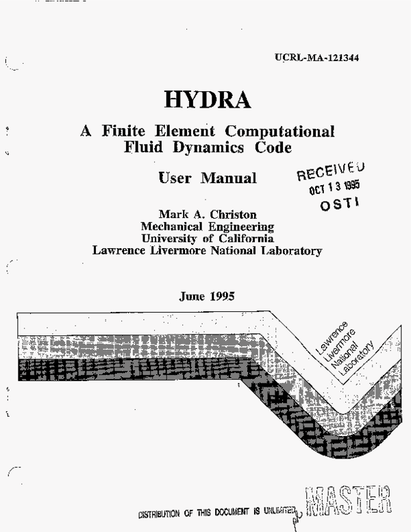 (PDF) HYDRA, A finite element computational fluid dynamics code: User ...