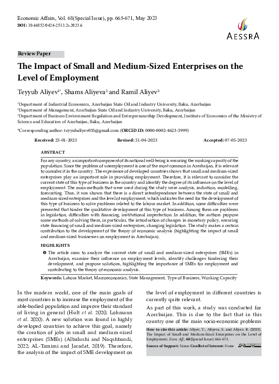 (PDF) The Impact of Small and Medium-Sized Enterprises on the Level of ...