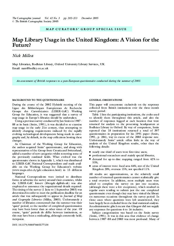 (PDF) Map Library Usage in the United Kingdom: A Vision for the Future?