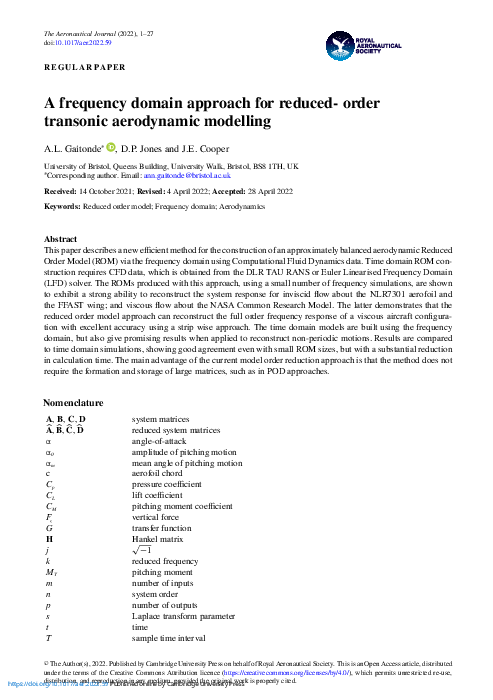 (PDF) A frequency domain approach for reduced- order transonic ...