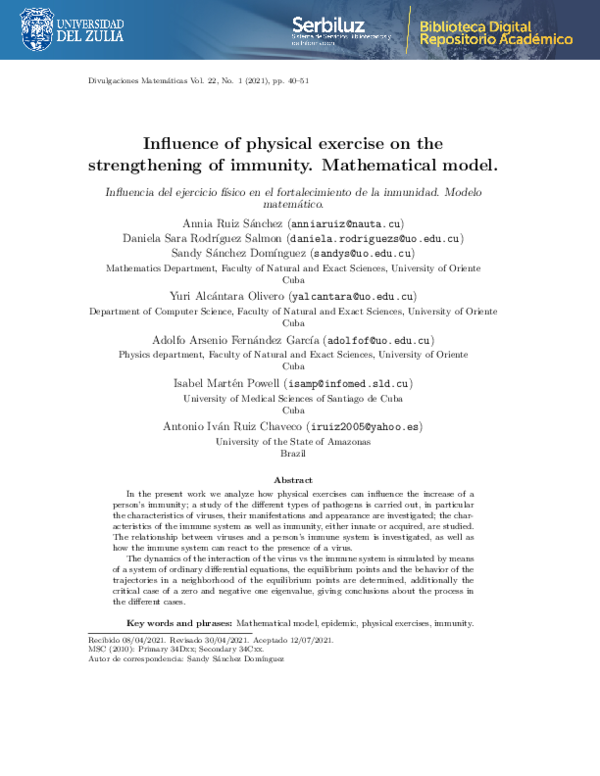 (PDF) Influence of physical exercise on the strengthening of immunity ...