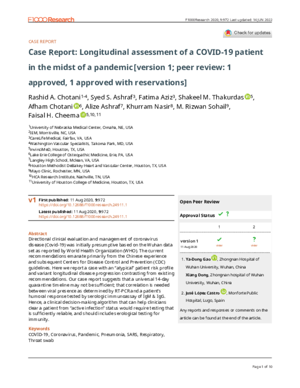 (PDF) Case Report: Longitudinal assessment of a COVID-19 patient in the ...
