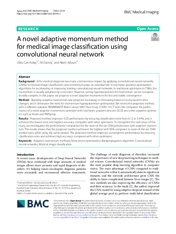 (PDF) A novel adaptive momentum method for medical image classification ...