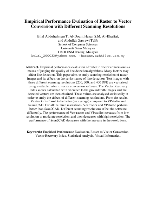 (PDF) Empirical Performance Evaluation of Raster to Vector Conversion ...