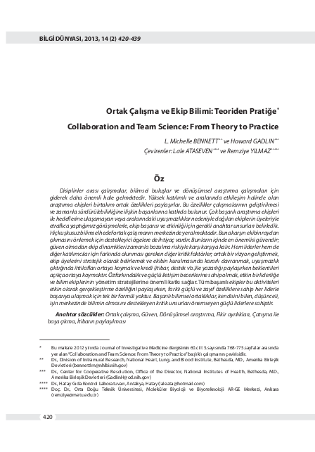 (PDF) Collaboration and Team Science: From Theory to Practice