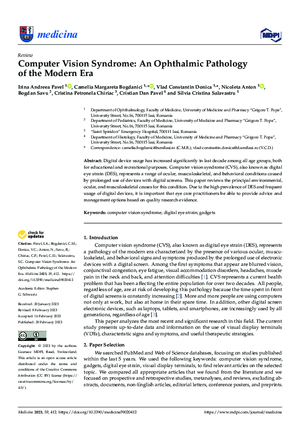 (PDF) Computer Vision Syndrome: An Ophthalmic Pathology of the Modern Era