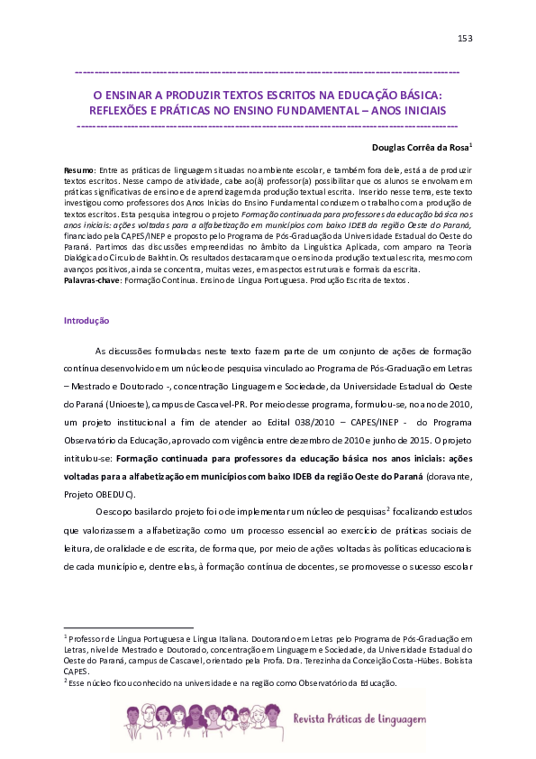 (PDF) O ensinar a produzir textos escritos na educação básica