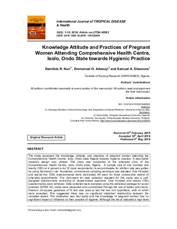(PDF) Knowledge Attitude and Practices of Pregnant Women Attending ...