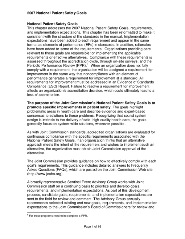 (PDF) National Patient Safety Goals