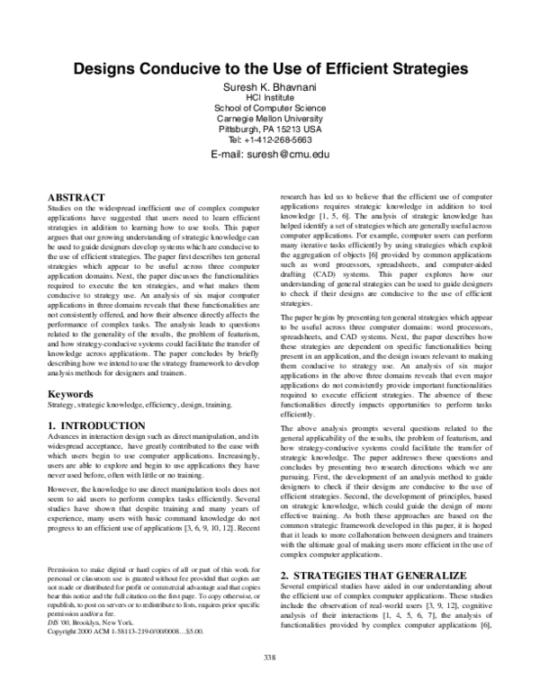 (PDF) Designs conducive to the use of efficient strategies