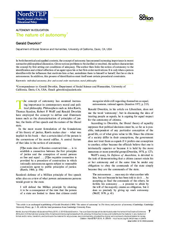 (PDF) The nature of autonomy