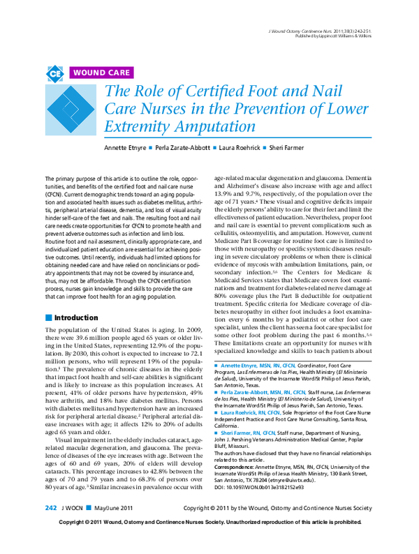 (PDF) The Role of Certified Foot and Nail Care Nurses in the Prevention